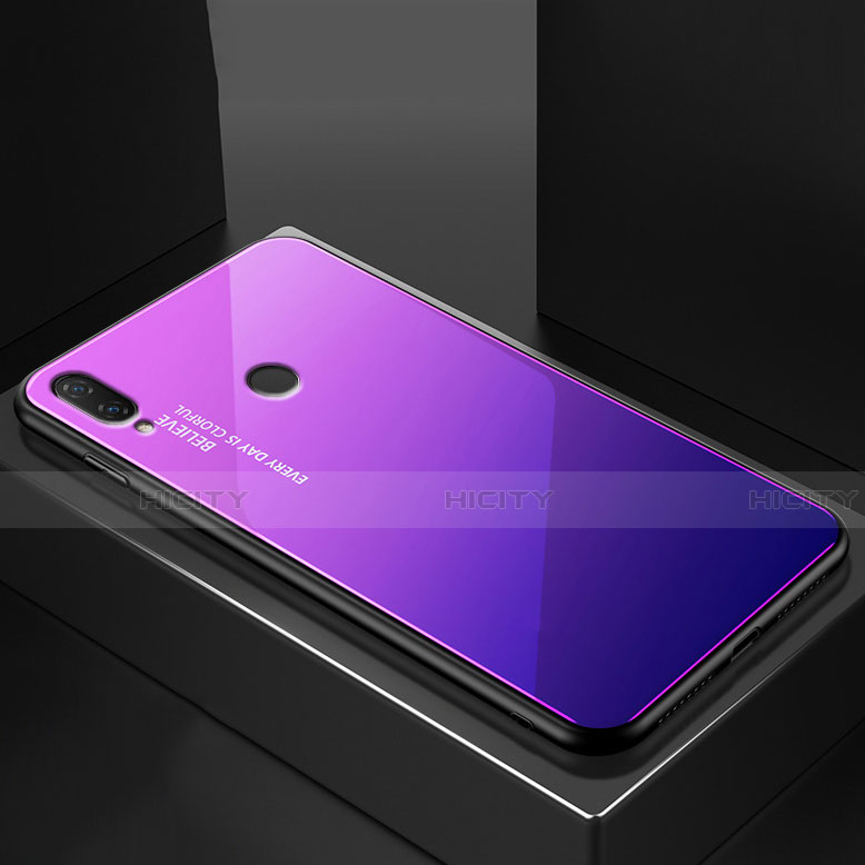 Carcasa Bumper Funda Silicona Espejo Gradiente Arco iris para Huawei Nova 3e Azul