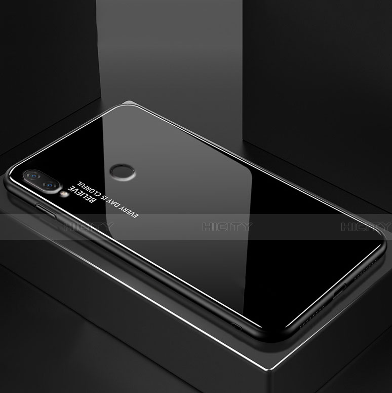 Carcasa Bumper Funda Silicona Espejo Gradiente Arco iris para Huawei Nova 3e Negro