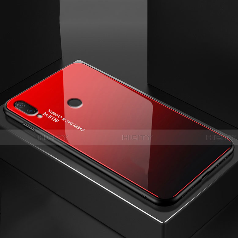 Carcasa Bumper Funda Silicona Espejo Gradiente Arco iris para Huawei Nova 3e Rojo