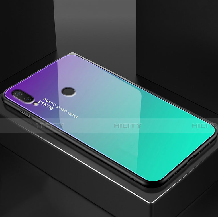 Carcasa Bumper Funda Silicona Espejo Gradiente Arco iris para Huawei Nova 3e Verde