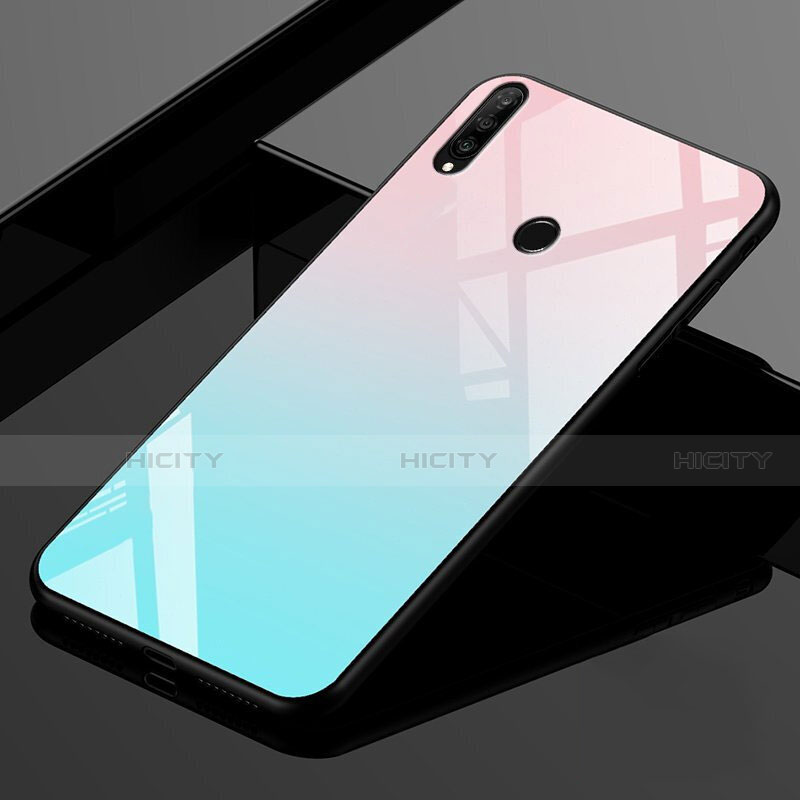 Carcasa Bumper Funda Silicona Espejo Gradiente Arco iris para Huawei Nova 4e Cian
