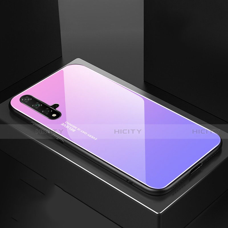 Carcasa Bumper Funda Silicona Espejo Gradiente Arco iris para Huawei Nova 5 Rosa