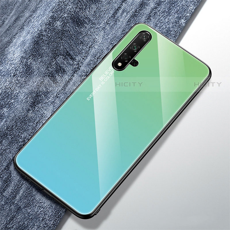 Carcasa Bumper Funda Silicona Espejo Gradiente Arco iris para Huawei Nova 5T Verde