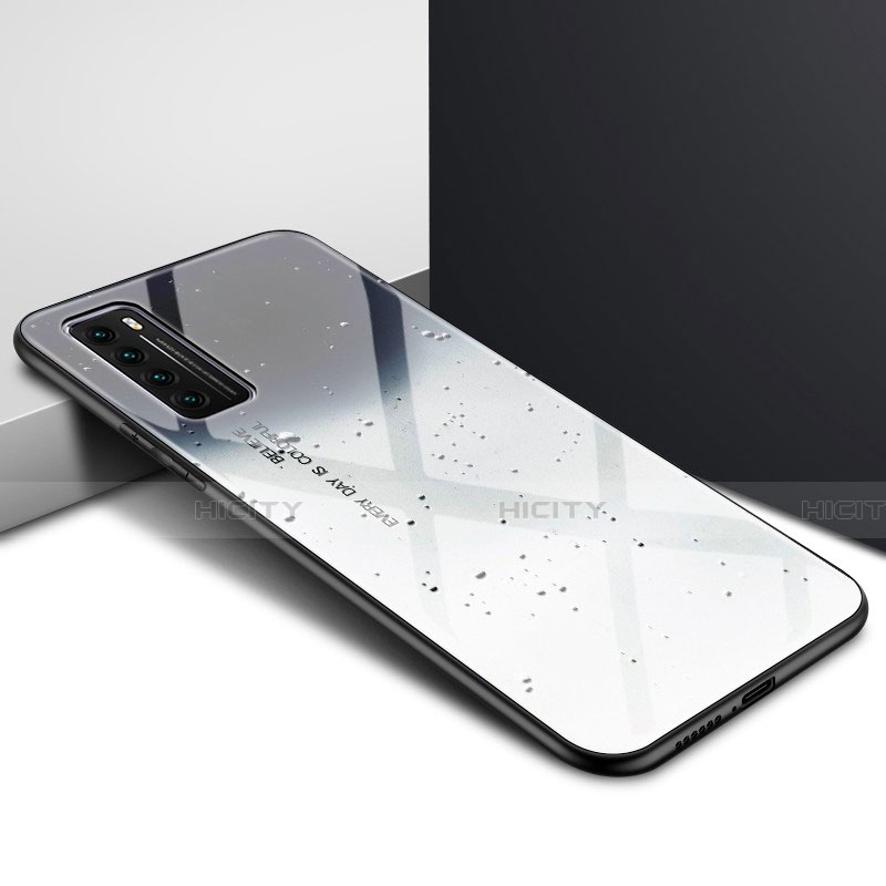 Carcasa Bumper Funda Silicona Espejo Gradiente Arco iris para Huawei Nova 7 5G Gris