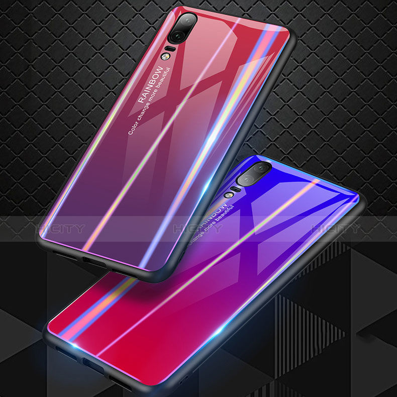 Carcasa Bumper Funda Silicona Espejo Gradiente Arco iris para Huawei P20