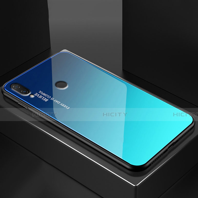 Carcasa Bumper Funda Silicona Espejo Gradiente Arco iris para Huawei P20 Lite Azul Cielo
