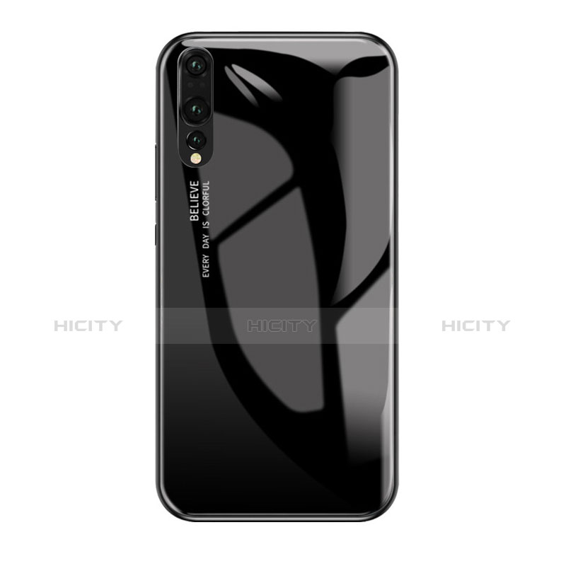 Carcasa Bumper Funda Silicona Espejo Gradiente Arco iris para Huawei P20 Pro Negro