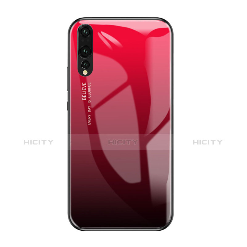 Carcasa Bumper Funda Silicona Espejo Gradiente Arco iris para Huawei P20 Pro Rojo