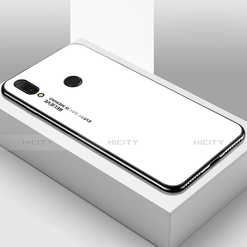 Carcasa Bumper Funda Silicona Espejo Gradiente Arco iris para Huawei Y9 (2019) Blanco
