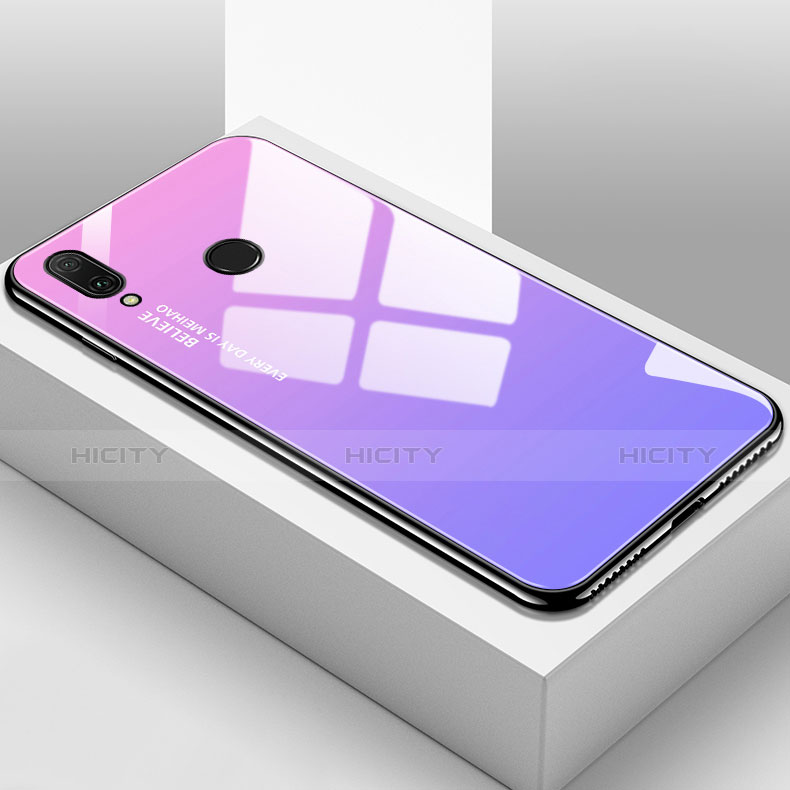 Carcasa Bumper Funda Silicona Espejo Gradiente Arco iris para Huawei Y9 (2019) Morado
