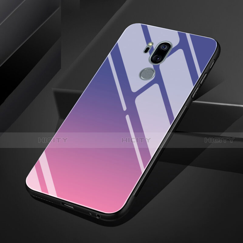 Carcasa Bumper Funda Silicona Espejo Gradiente Arco iris para LG G7 Morado