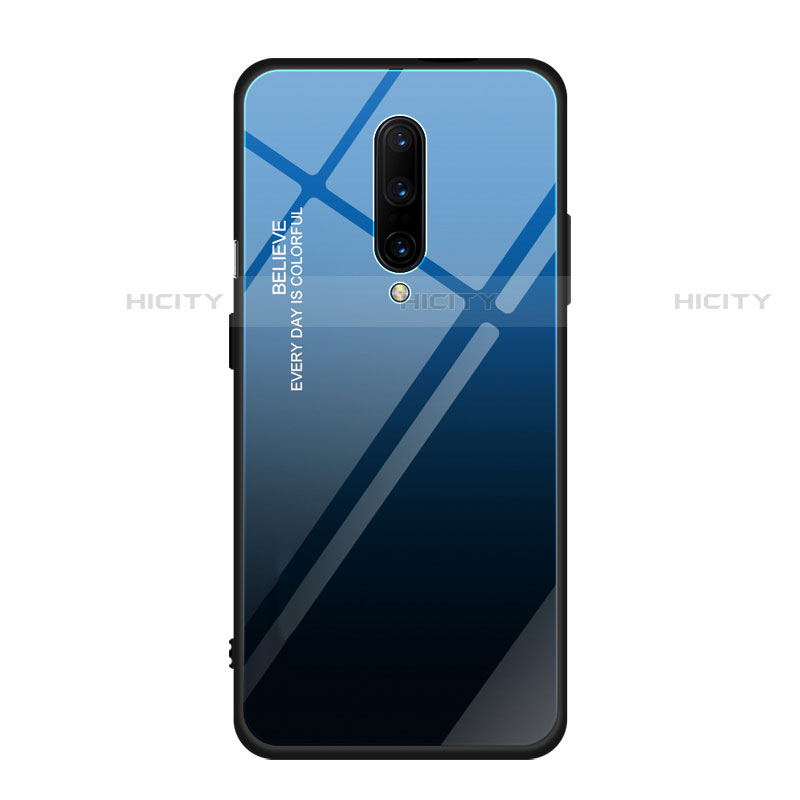 Carcasa Bumper Funda Silicona Espejo Gradiente Arco iris para OnePlus 7 Pro Azul