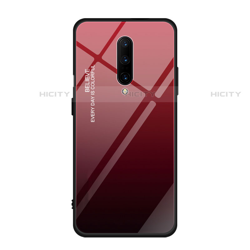 Carcasa Bumper Funda Silicona Espejo Gradiente Arco iris para OnePlus 7 Pro Rojo