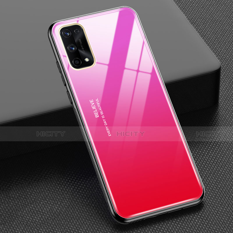 Carcasa Bumper Funda Silicona Espejo Gradiente Arco iris para Realme Q2 Pro 5G Rojo