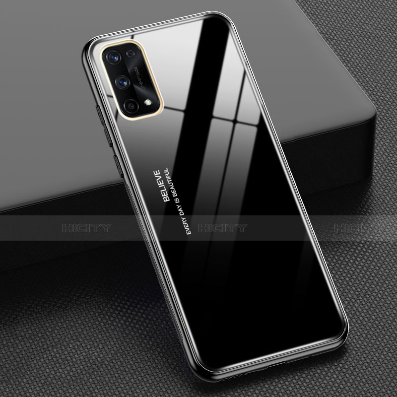 Carcasa Bumper Funda Silicona Espejo Gradiente Arco iris para Realme X7 Pro 5G Negro
