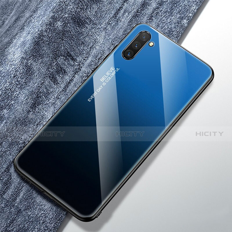 Carcasa Bumper Funda Silicona Espejo Gradiente Arco iris para Samsung Galaxy Note 10 5G Azul