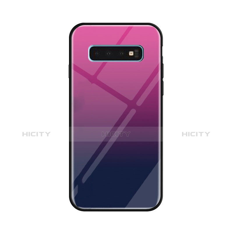 Carcasa Bumper Funda Silicona Espejo Gradiente Arco iris para Samsung Galaxy S10 Morado