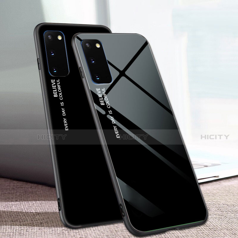 Carcasa Bumper Funda Silicona Espejo Gradiente Arco iris para Samsung Galaxy S20 5G Negro