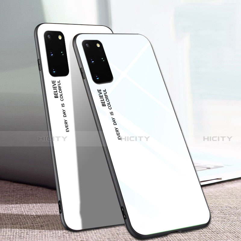 Carcasa Bumper Funda Silicona Espejo Gradiente Arco iris para Samsung Galaxy S20 Plus 5G Blanco