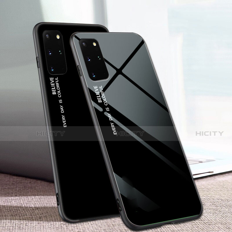 Carcasa Bumper Funda Silicona Espejo Gradiente Arco iris para Samsung Galaxy S20 Plus Negro