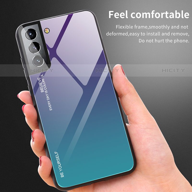Carcasa Bumper Funda Silicona Espejo Gradiente Arco iris para Samsung Galaxy S21 5G