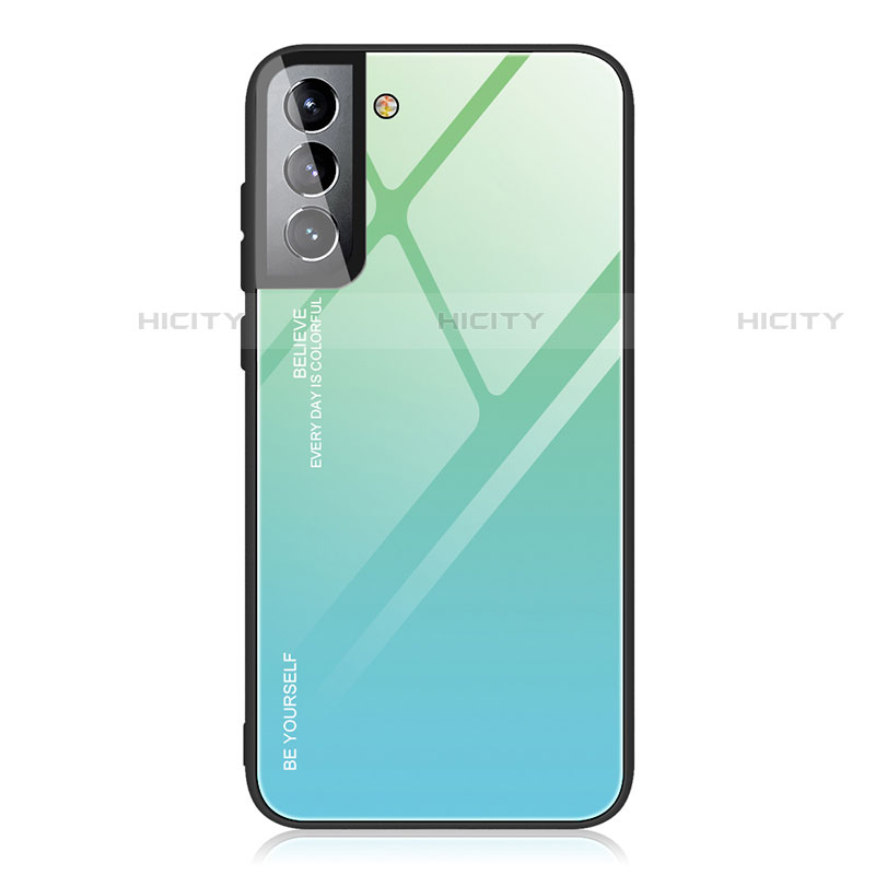 Carcasa Bumper Funda Silicona Espejo Gradiente Arco iris para Samsung Galaxy S21 FE 5G Menta Verde