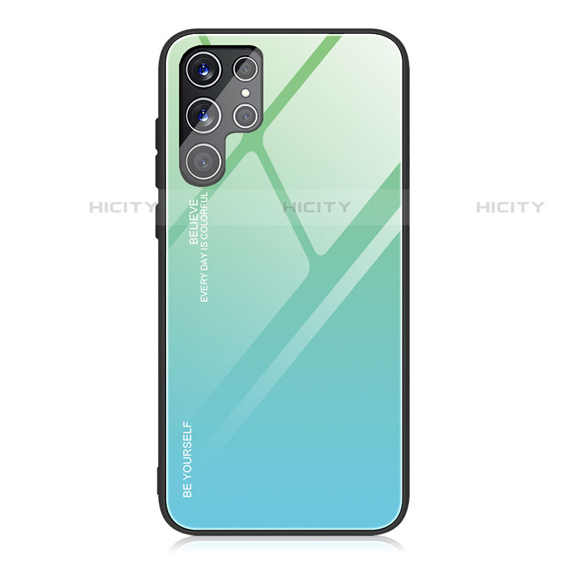 Carcasa Bumper Funda Silicona Espejo Gradiente Arco iris para Samsung Galaxy S21 Ultra 5G Menta Verde