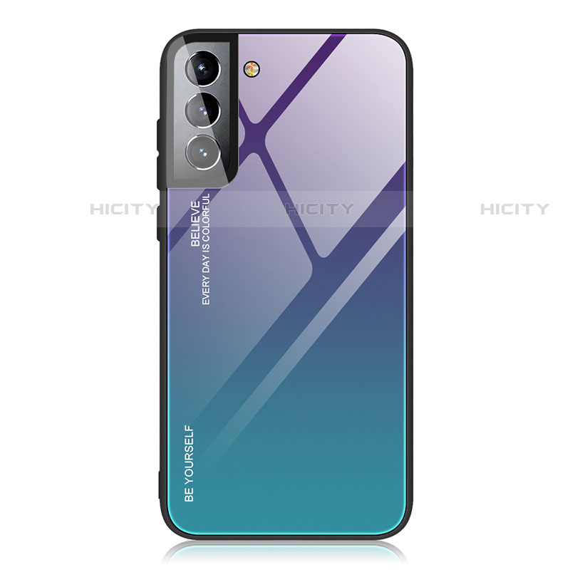 Carcasa Bumper Funda Silicona Espejo Gradiente Arco iris para Samsung Galaxy S22 5G Morado