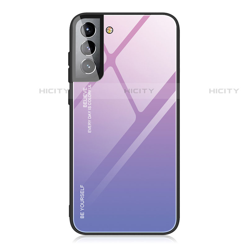Carcasa Bumper Funda Silicona Espejo Gradiente Arco iris para Samsung Galaxy S22 5G Purpura Claro