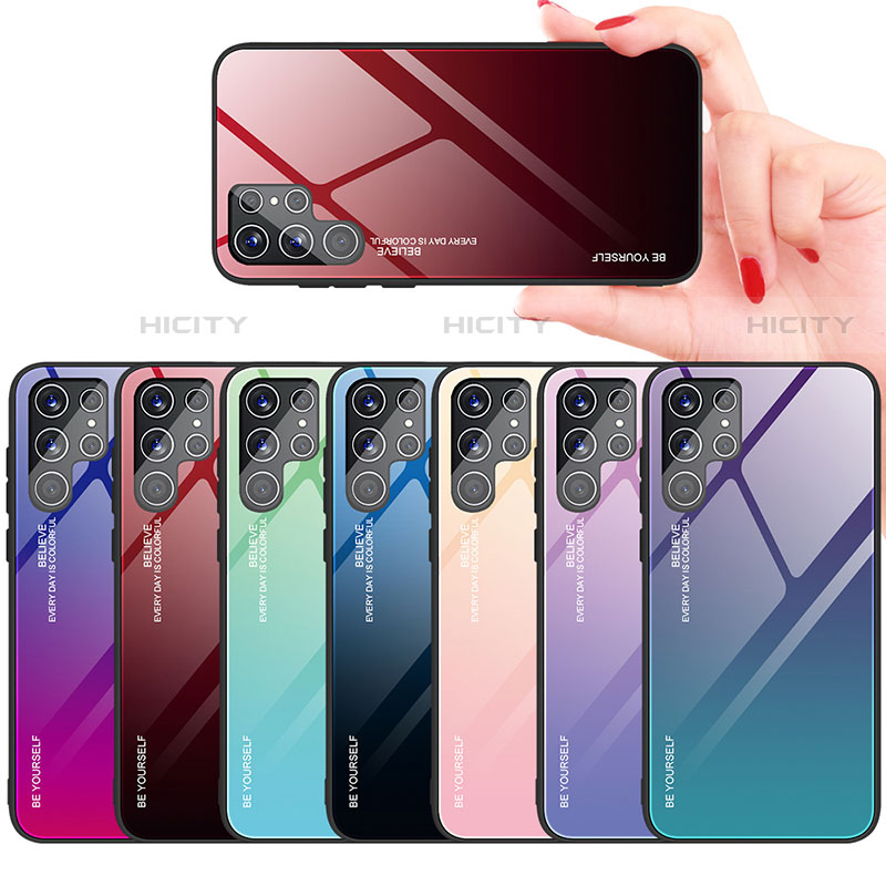Carcasa Bumper Funda Silicona Espejo Gradiente Arco iris para Samsung Galaxy S22 Ultra 5G