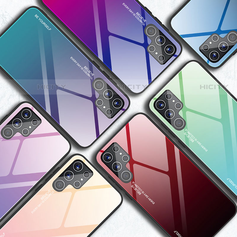 Carcasa Bumper Funda Silicona Espejo Gradiente Arco iris para Samsung Galaxy S23 Ultra 5G