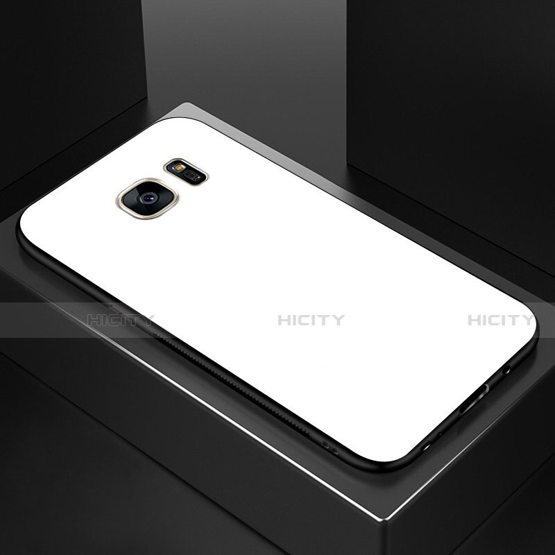 Carcasa Bumper Funda Silicona Espejo Gradiente Arco iris para Samsung Galaxy S7 Edge G935F Blanco