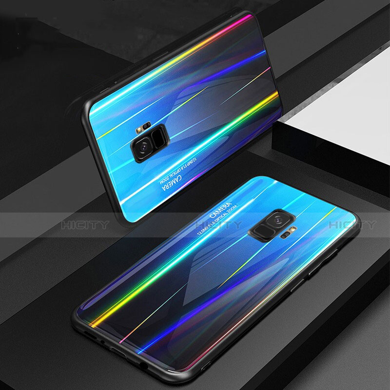 Carcasa Bumper Funda Silicona Espejo Gradiente Arco iris para Samsung Galaxy S9