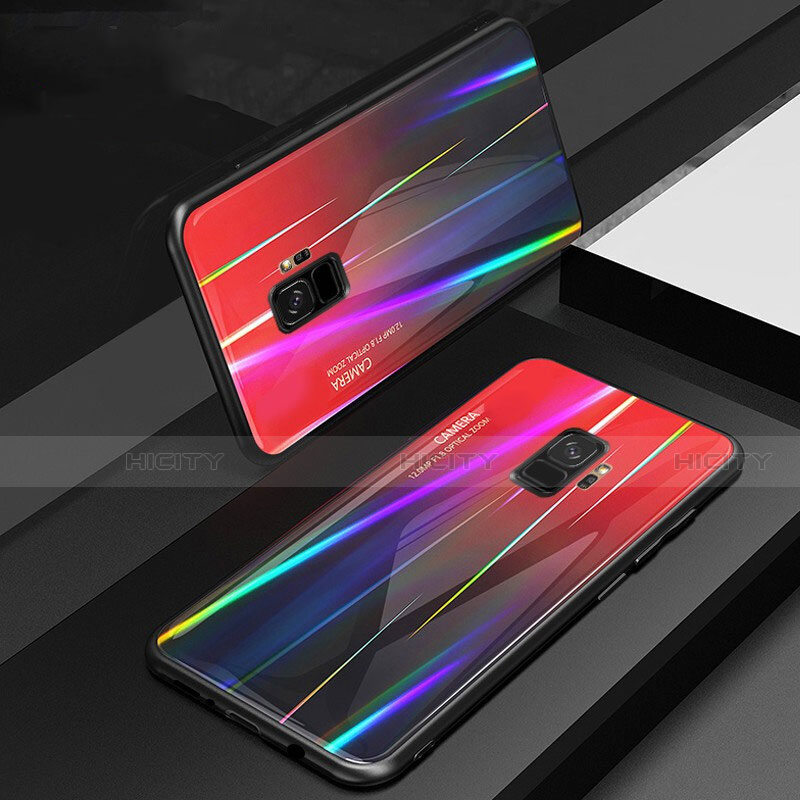 Carcasa Bumper Funda Silicona Espejo Gradiente Arco iris para Samsung Galaxy S9