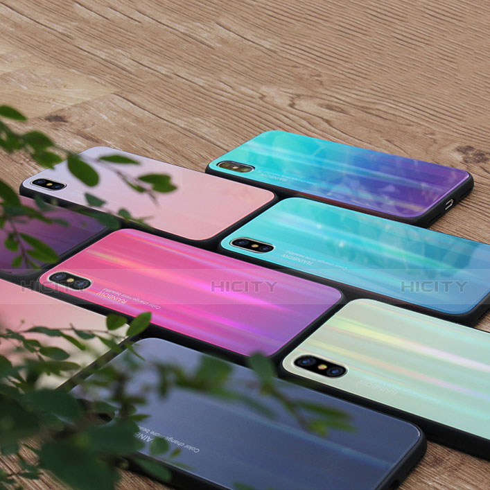 Carcasa Bumper Funda Silicona Espejo Gradiente Arco iris para Xiaomi Mi 8 Explorer