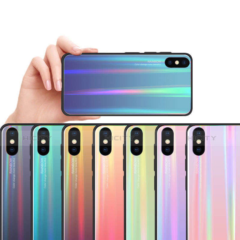 Carcasa Bumper Funda Silicona Espejo Gradiente Arco iris para Xiaomi Mi 8 Explorer