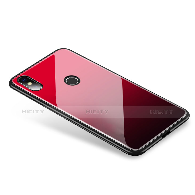 Carcasa Bumper Funda Silicona Espejo Gradiente Arco iris para Xiaomi Mi 8 Rojo