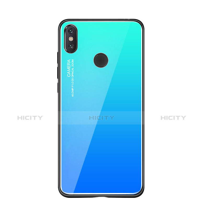 Carcasa Bumper Funda Silicona Espejo Gradiente Arco iris para Xiaomi Mi 8 SE Azul