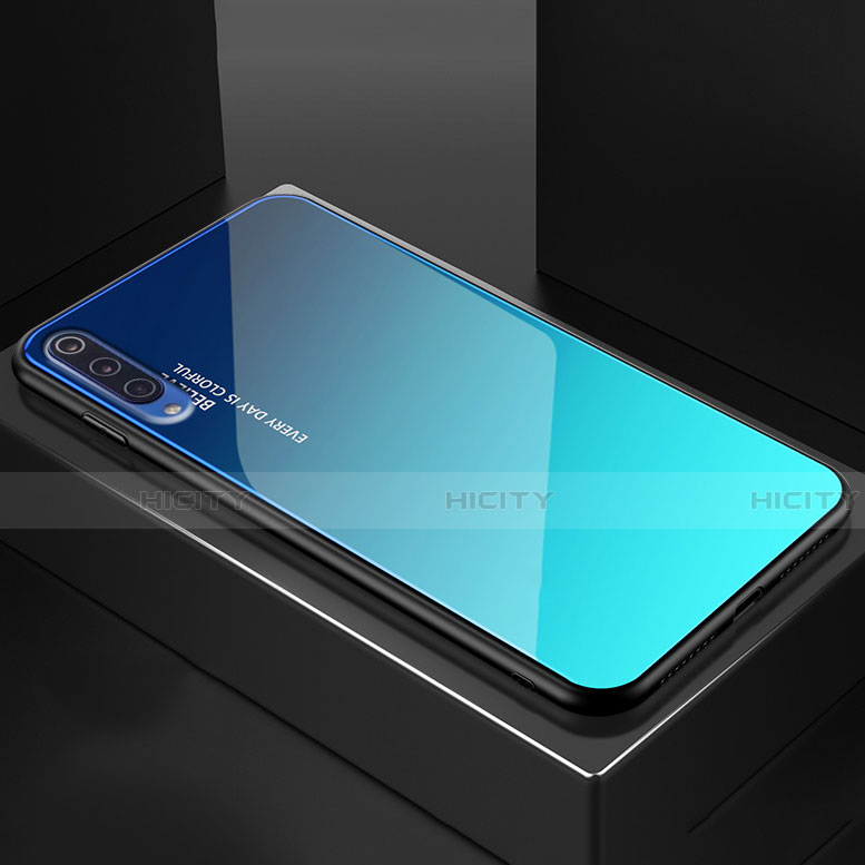 Carcasa Bumper Funda Silicona Espejo Gradiente Arco iris para Xiaomi Mi 9 Pro 5G Azul Cielo