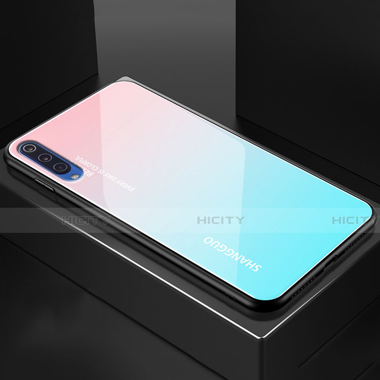 Carcasa Bumper Funda Silicona Espejo Gradiente Arco iris para Xiaomi Mi 9 SE Cian