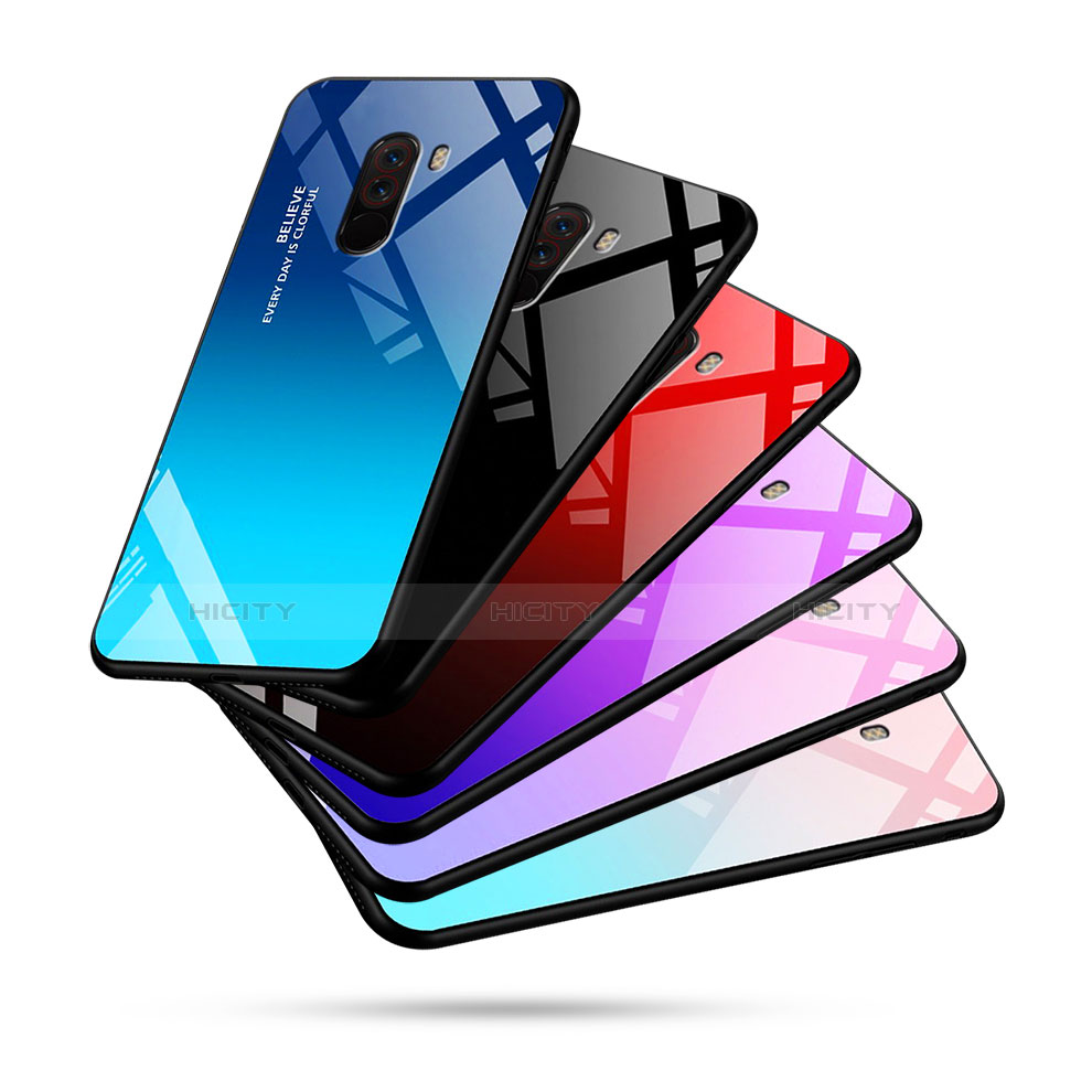 Carcasa Bumper Funda Silicona Espejo Gradiente Arco iris para Xiaomi Pocophone F1