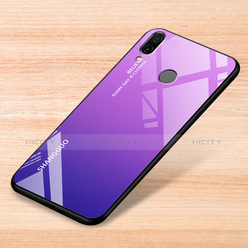 Carcasa Bumper Funda Silicona Espejo Gradiente Arco iris para Xiaomi Redmi Note 7 Morado