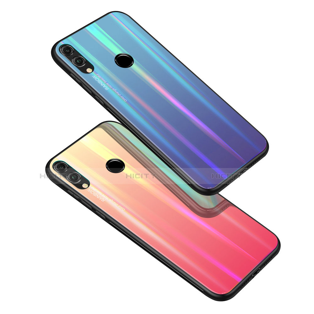 Carcasa Bumper Funda Silicona Espejo Gradiente Arco iris R01 para Huawei Honor 8X