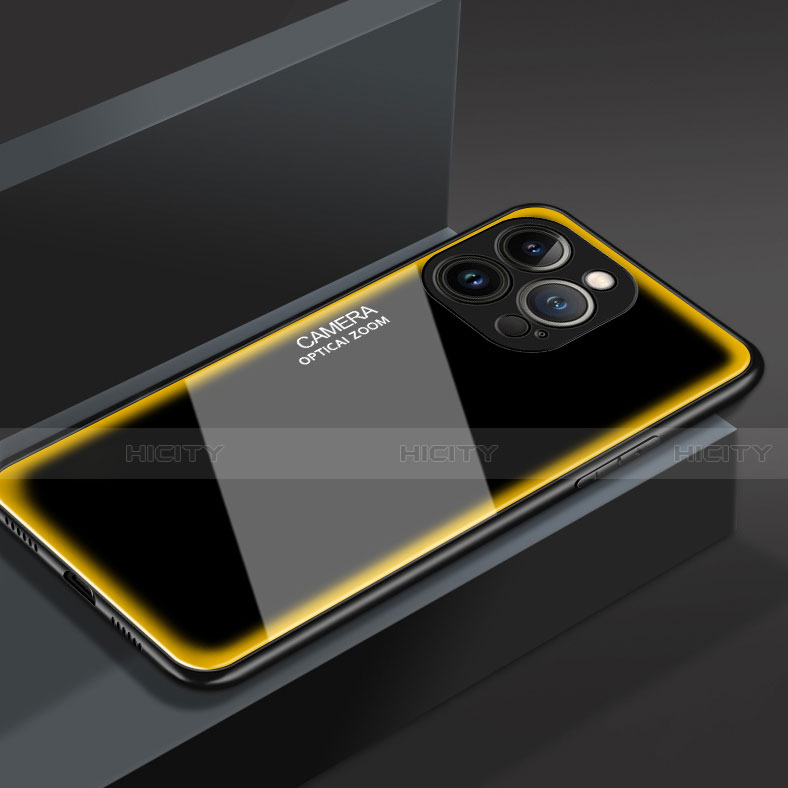 Carcasa Bumper Funda Silicona Espejo M01 para Apple iPhone 13 Pro Max Amarillo