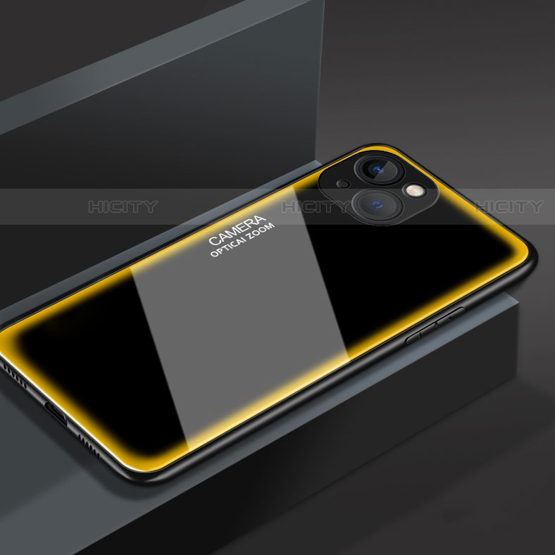 Carcasa Bumper Funda Silicona Espejo M01 para Apple iPhone 14 Plus Amarillo