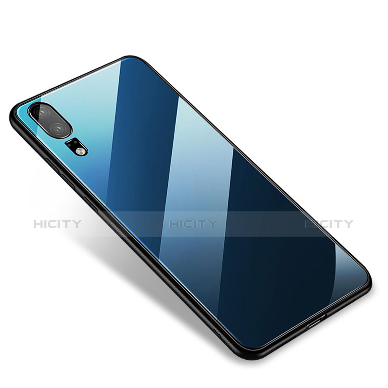 Carcasa Bumper Funda Silicona Espejo M01 para Huawei P20 Azul