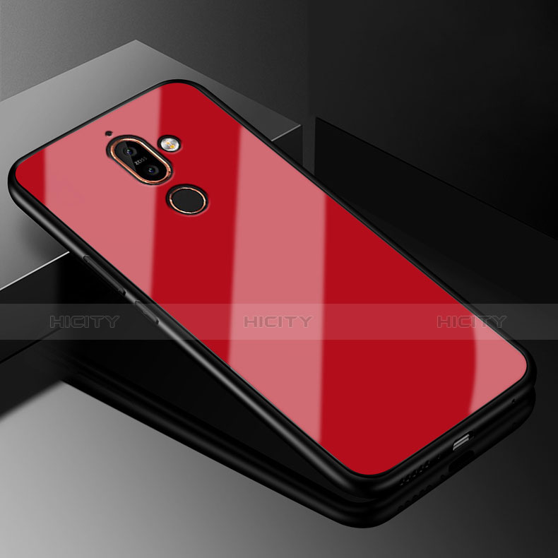 Carcasa Bumper Funda Silicona Espejo M01 para Nokia 7 Plus Rojo