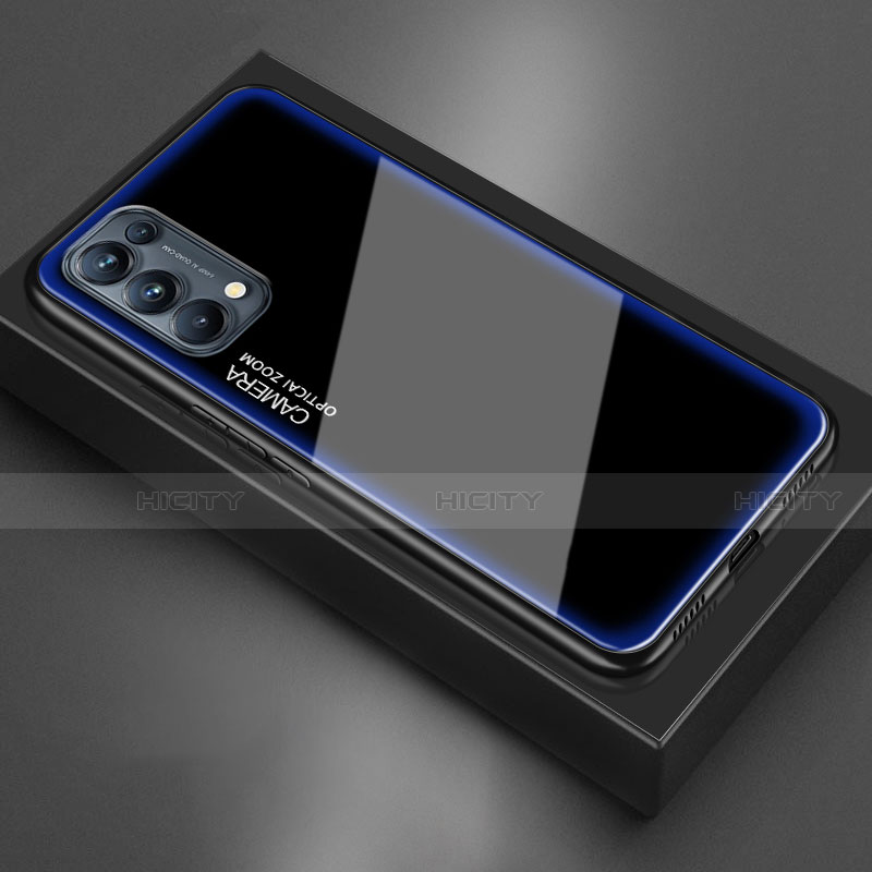 Carcasa Bumper Funda Silicona Espejo M01 para Oppo Reno5 5G Azul