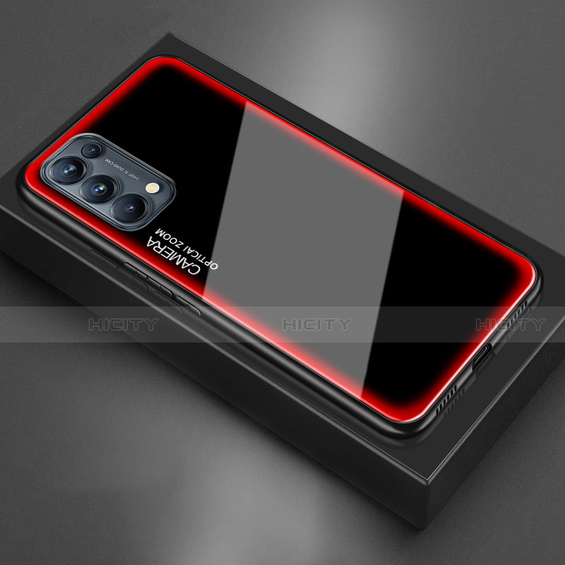 Carcasa Bumper Funda Silicona Espejo M01 para Oppo Reno5 5G Rojo