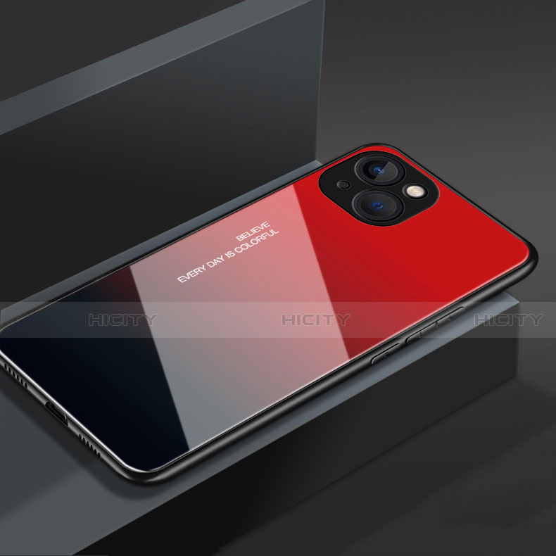 Carcasa Bumper Funda Silicona Espejo M02 para Apple iPhone 13 Mini Rojo